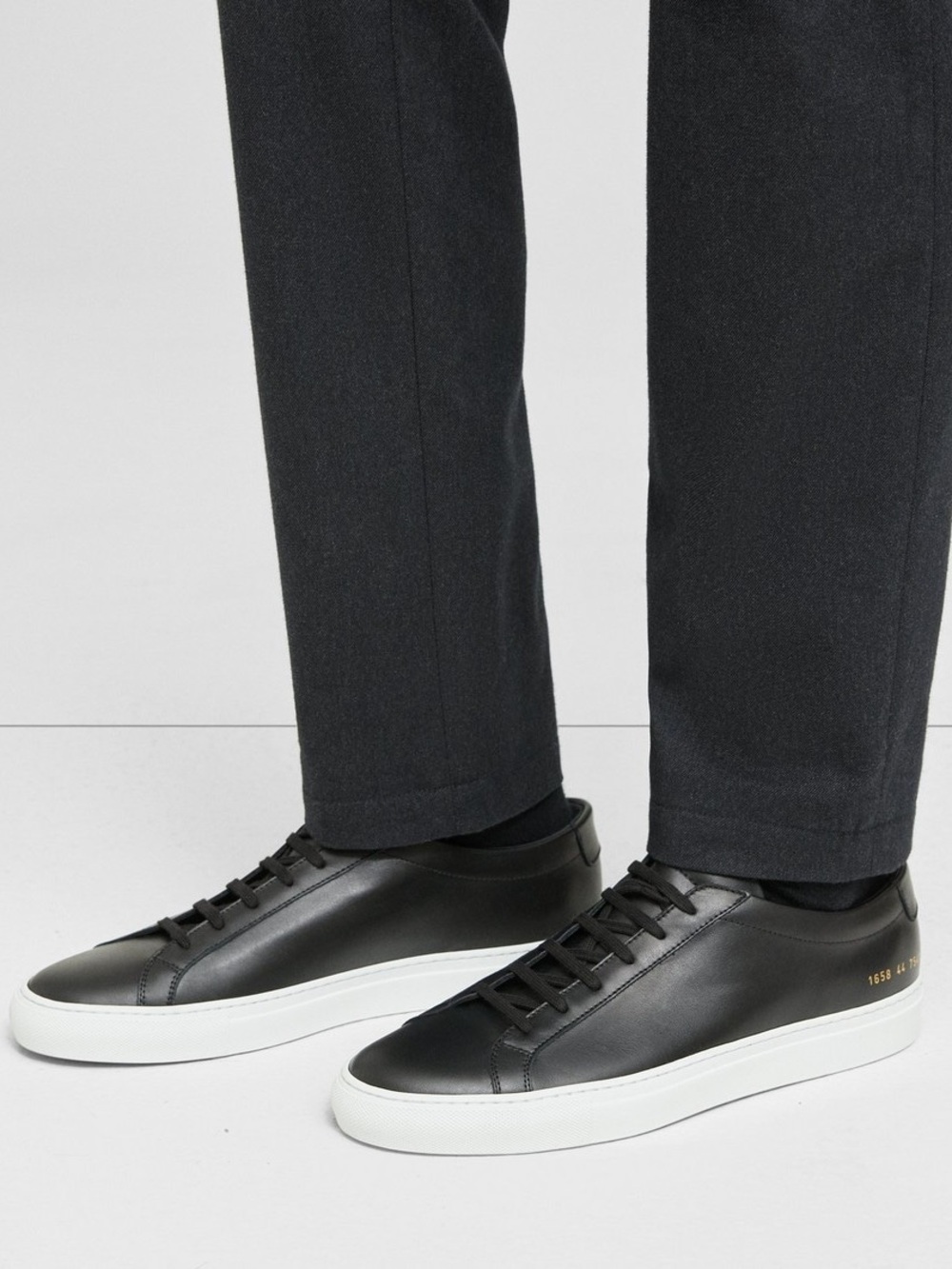 Men's Common Projects Original Achilles Black Leather Low-Top Sneakers Size 43